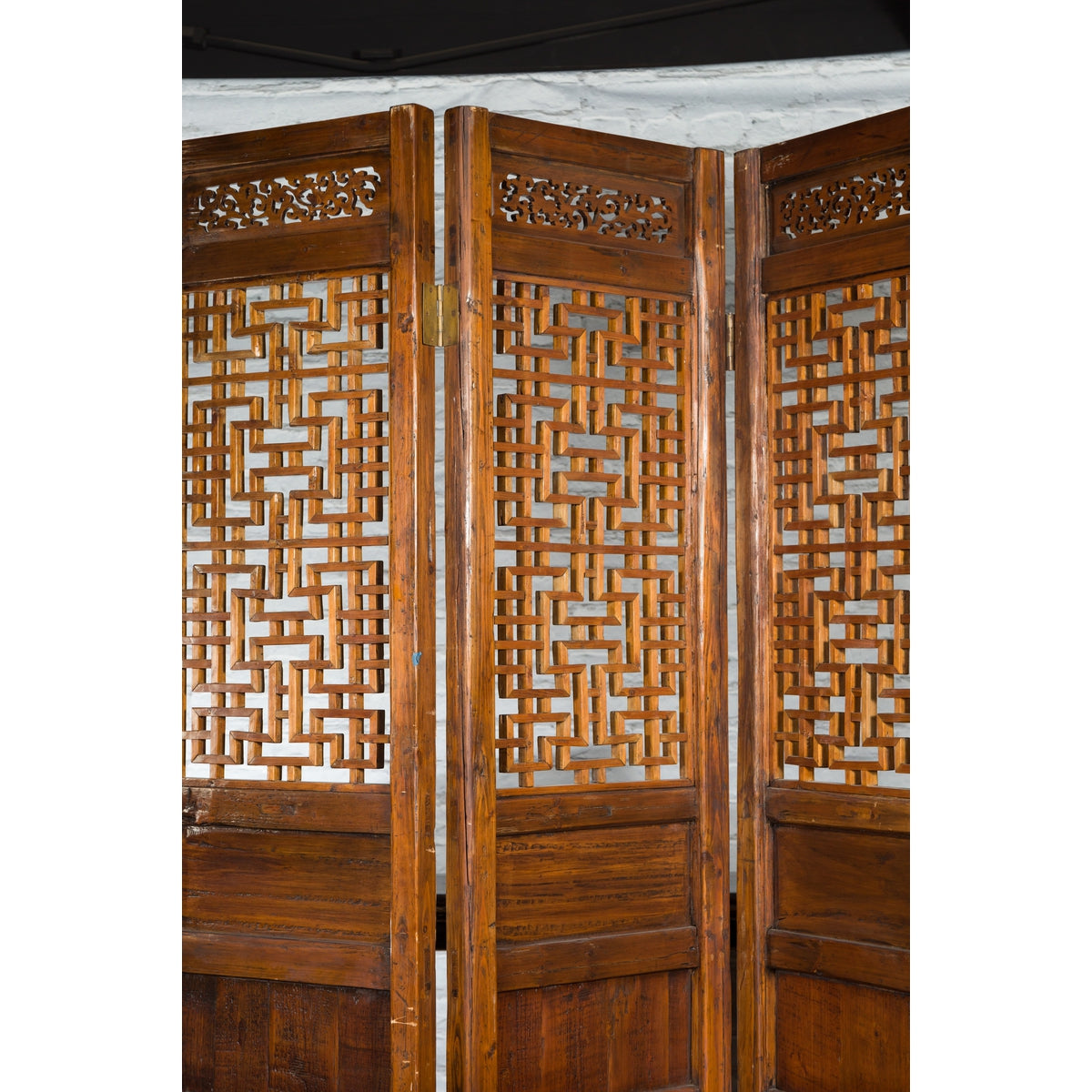 Set of Four Qing Dynasty Elmwood Open Fretwork Panels with Delicate Carvings-5. Asian &amp; Chinese Furniture, Art, Antiques, Vintage Home Décor for sale at FEA Home