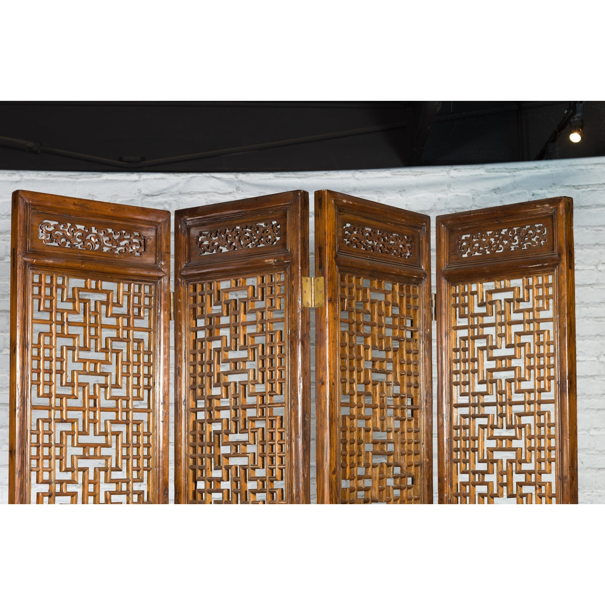 Set of Four Qing Dynasty Elmwood Open Fretwork Panels with Delicate Carvings-12. Asian &amp; Chinese Furniture, Art, Antiques, Vintage Home Décor for sale at FEA Home