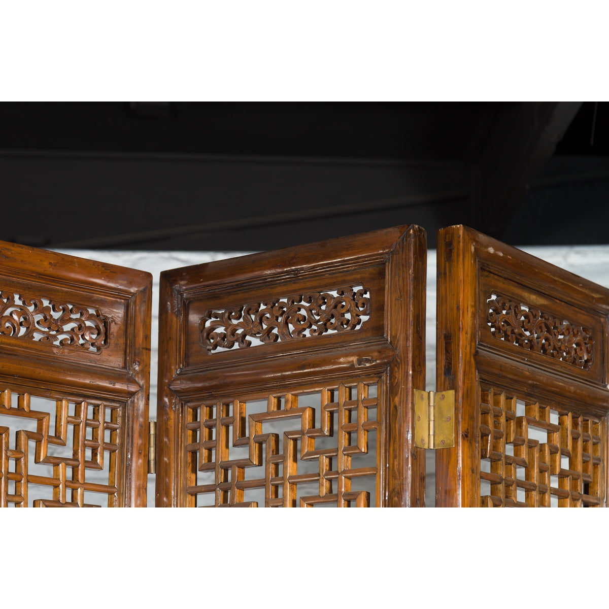 Set of Four Qing Dynasty Elmwood Open Fretwork Panels with Delicate Carvings-17. Asian &amp; Chinese Furniture, Art, Antiques, Vintage Home Décor for sale at FEA Home