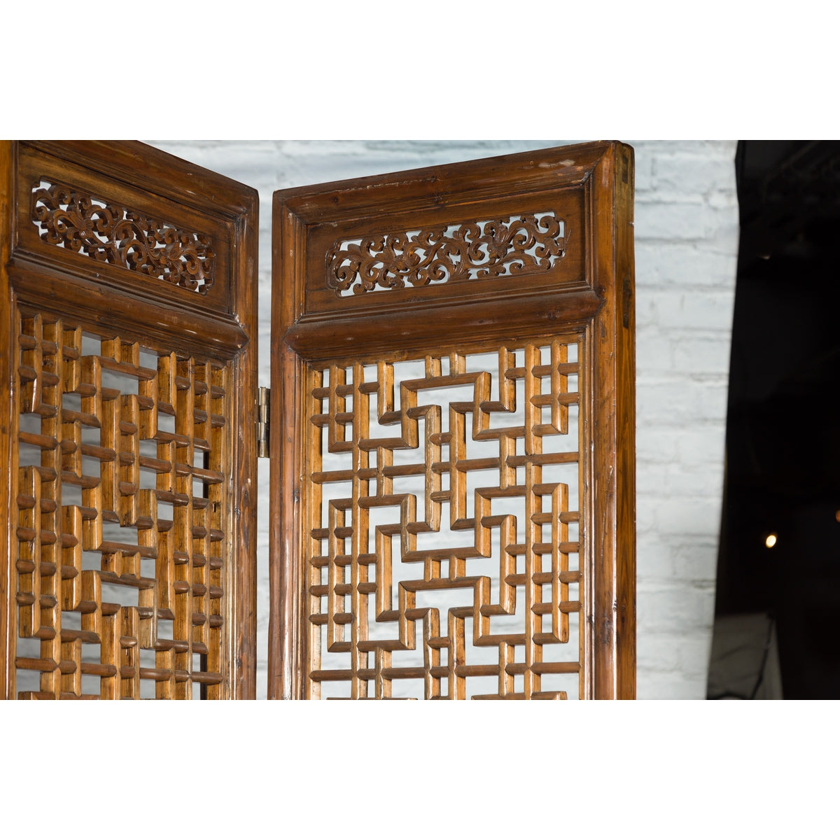Set of Four Qing Dynasty Elmwood Open Fretwork Panels with Delicate Carvings-18. Asian &amp; Chinese Furniture, Art, Antiques, Vintage Home Décor for sale at FEA Home