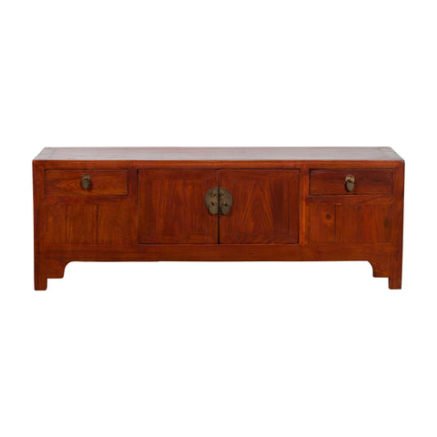 Chinese Early 20th Century Low Chest with Drawers, Doors and Brass Hardware-YN3422-1. Asian & Chinese Furniture, Art, Antiques, Vintage Home Décor for sale at FEA Home