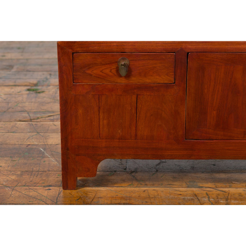 Chinese Early 20th Century Low Chest with Drawers, Doors and Brass Hardware-YN3422-11. Asian & Chinese Furniture, Art, Antiques, Vintage Home Décor for sale at FEA Home