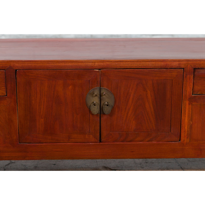 Chinese Early 20th Century Low Chest with Drawers, Doors and Brass Hardware-YN3422-13. Asian & Chinese Furniture, Art, Antiques, Vintage Home Décor for sale at FEA Home