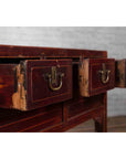 Chinese Antique Console Table with Drawers, Horse Hoof Legs and Dark Red Patina-12. Asian & Chinese Furniture, Art, Antiques, Vintage Home Décor for sale at FEA Home
