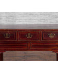 Chinese Antique Console Table with Drawers, Horse Hoof Legs and Dark Red Patina-6. Asian & Chinese Furniture, Art, Antiques, Vintage Home Décor for sale at FEA Home