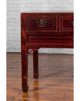 Chinese Antique Console Table with Drawers, Horse Hoof Legs and Dark Red Patina-8. Asian & Chinese Furniture, Art, Antiques, Vintage Home Décor for sale at FEA Home