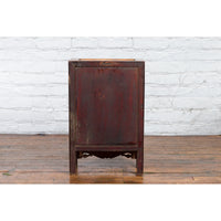 19th Century Chinese Qing Dynasty Small Cabinet with Carved Shelf and Apron