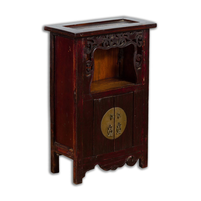 Chinese Qing Dynasty 19th Century Jewelry Cabinet with Star-Carved Shelf - Antique Chinese and Vintage Asian Furniture for Sale at FEA Home