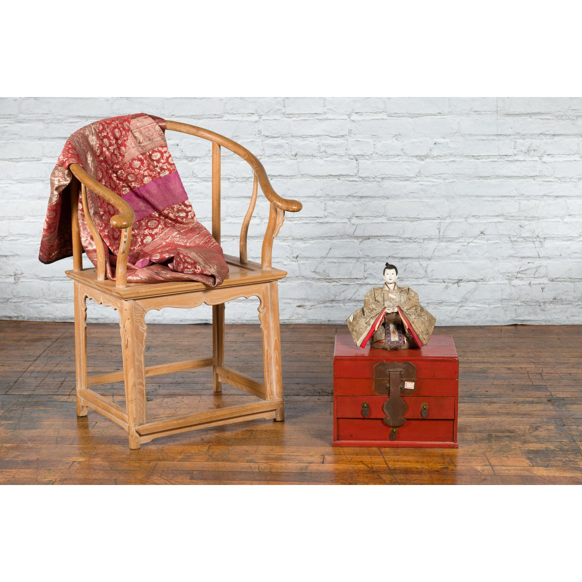 Chinese Early 20th Century Red Lacquer Jewelry Box with Bronze Hardware-2. Asian & Chinese Furniture, Art, Antiques, Vintage Home Décor for sale at FEA Home