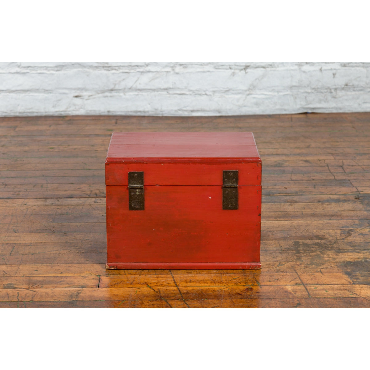 Chinese Early 20th Century Red Lacquer Jewelry Box with Bronze Hardware-15. Asian &amp; Chinese Furniture, Art, Antiques, Vintage Home Décor for sale at FEA Home