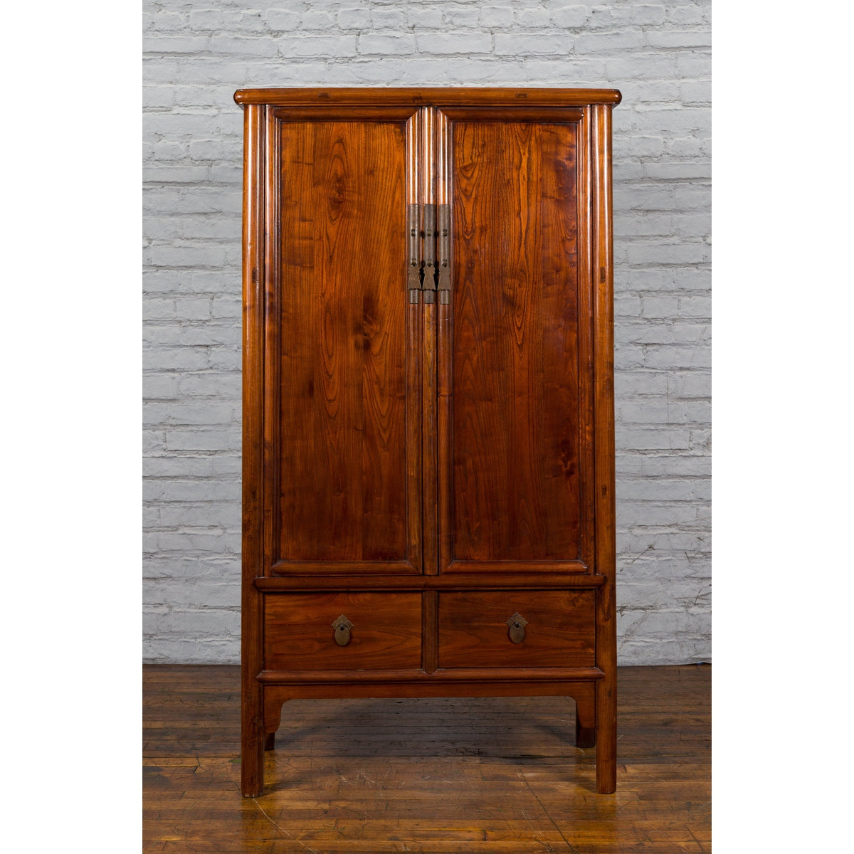 Chinese 19th Century Qing Dynasty Period Elmwood Cabinet with Doors and Drawers-2. Asian & Chinese Furniture, Art, Antiques, Vintage Home Décor for sale at FEA Home