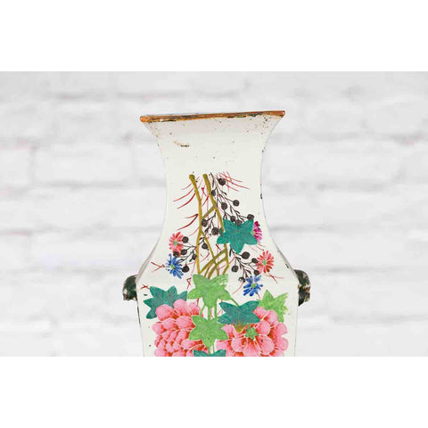 Chinese Qing 19th Century Altar Vase with Hand-Painted Flowers and Calligraphy-5. Asian & Chinese Furniture, Art, Antiques, Vintage Home Décor for sale at FEA Home