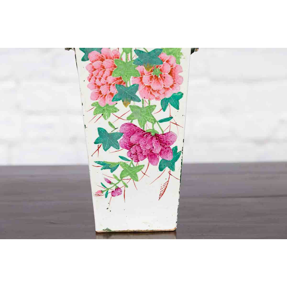 Chinese Qing 19th Century Altar Vase with Hand-Painted Flowers and Calligraphy-7. Asian &amp; Chinese Furniture, Art, Antiques, Vintage Home Décor for sale at FEA Home