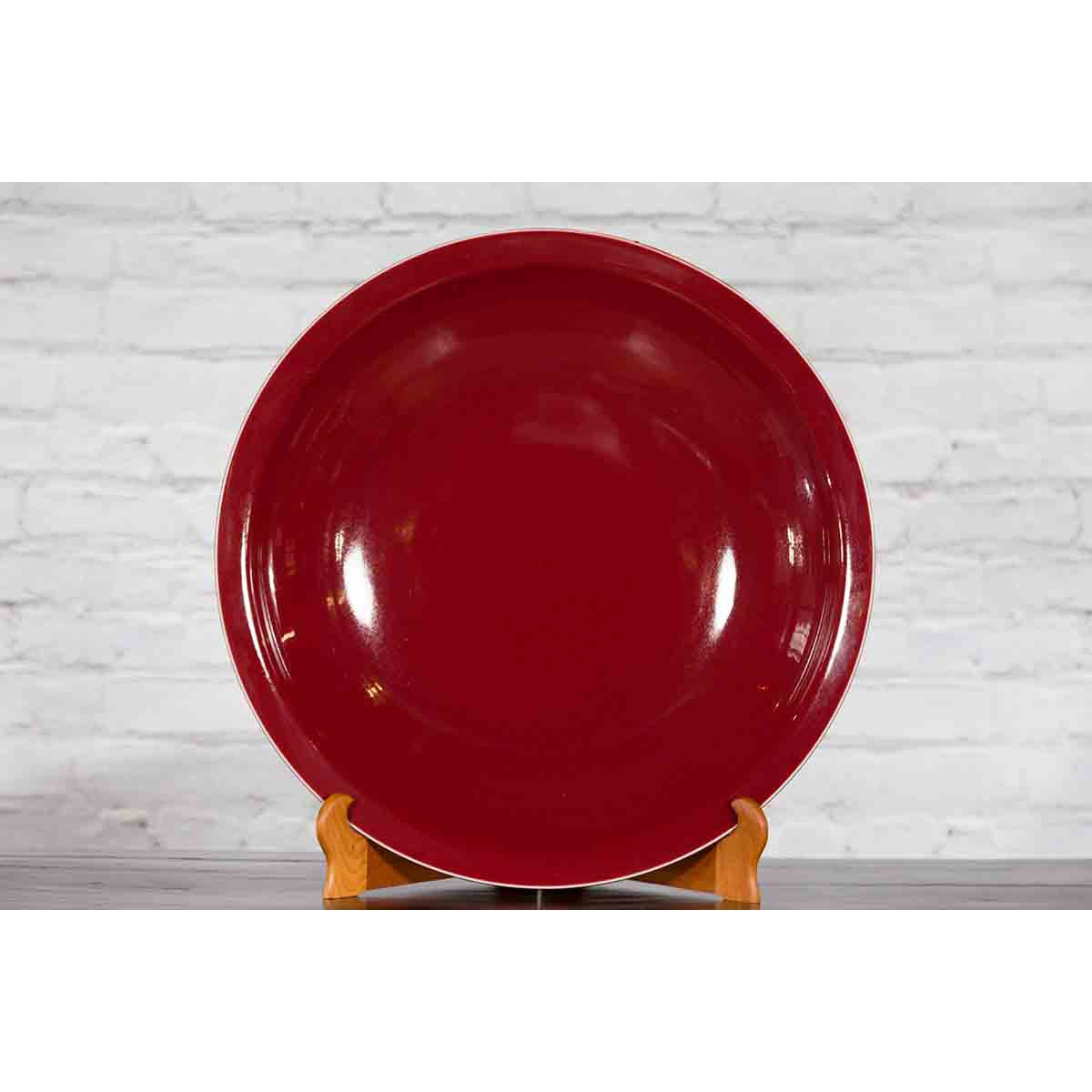 Vintage Oxblood Red Porcelain Charger Plate-2. Asian & Chinese Furniture, Art, Antiques, Vintage Home Décor for sale at FEA Home