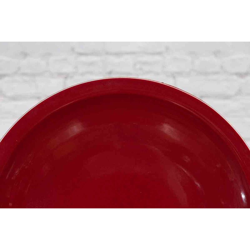 Chinese Vintage Large Porcelain Platter with Oxblood Color