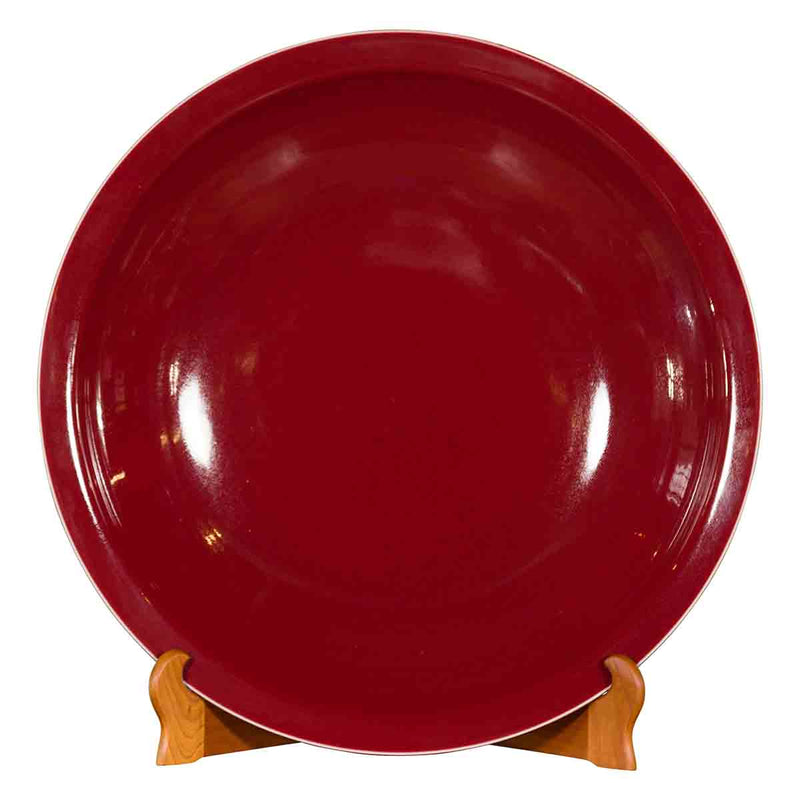 Chinese Vintage Large Porcelain Platter with Oxblood Color- Asian Antiques, Vintage Home Decor & Chinese Furniture - FEA Home