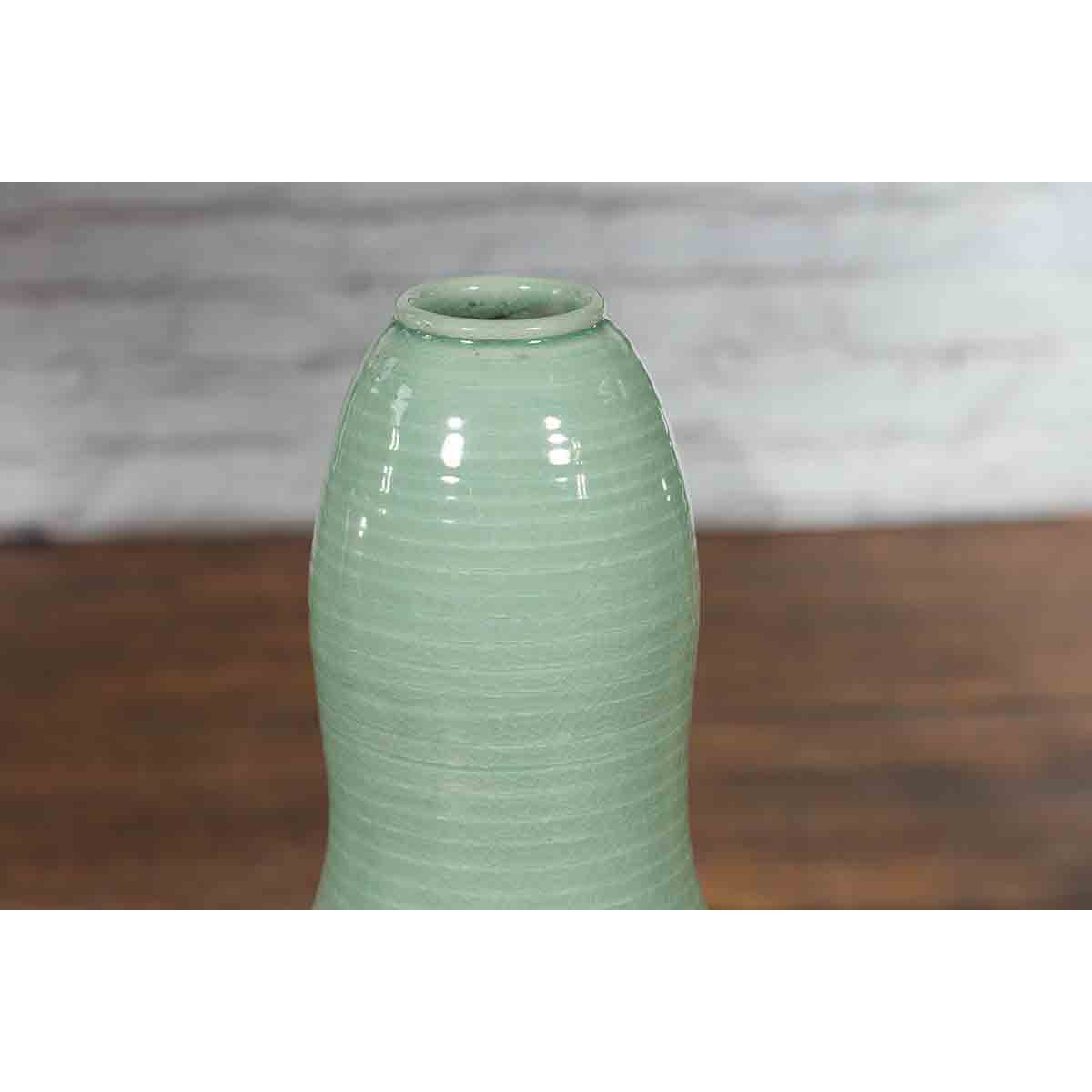 Large Prem Collection Chiang Mai Gourd-Shaped Vase with Green Glaze-5. Asian &amp; Chinese Furniture, Art, Antiques, Vintage Home Décor for sale at FEA Home