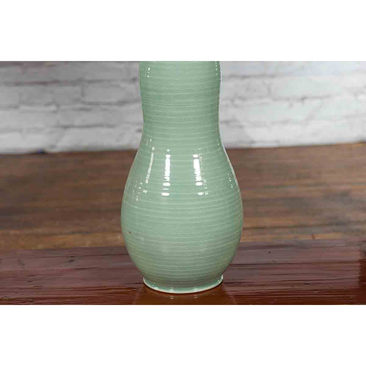 Large Prem Collection Chiang Mai Gourd-Shaped Vase with Green Glaze-6. Asian &amp; Chinese Furniture, Art, Antiques, Vintage Home Décor for sale at FEA Home