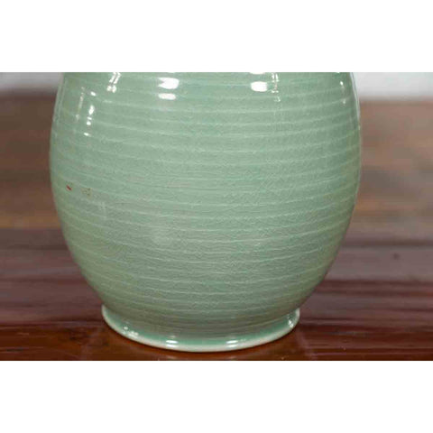 Large Prem Collection Chiang Mai Gourd-Shaped Vase with Green Glaze