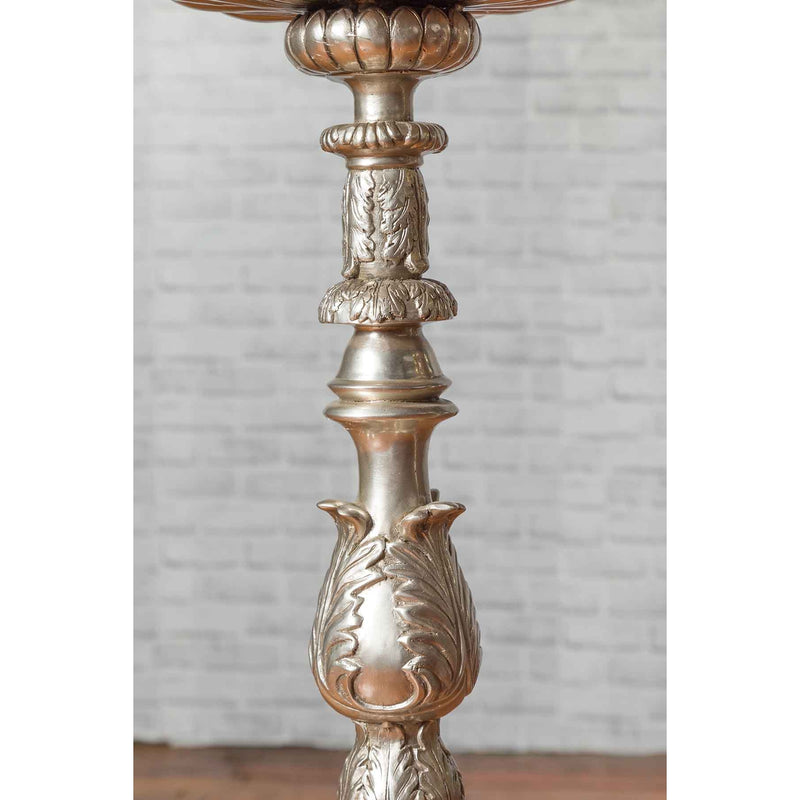 Contemporary Baroque Style Silver Plated Bronze Candlestick with Cherub Figures-YN3576-7. Asian & Chinese Furniture, Art, Antiques, Vintage Home Décor for sale at FEA Home