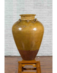 Chinese Antique Martaban Water Jar with Dragon Motifs and Ocher Glaze-11. Asian & Chinese Furniture, Art, Antiques, Vintage Home Décor for sale at FEA Home