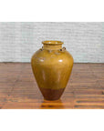 Chinese Antique Martaban Water Jar with Dragon Motifs and Ocher Glaze-9. Asian & Chinese Furniture, Art, Antiques, Vintage Home Décor for sale at FEA Home
