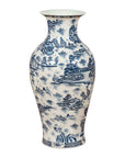 Chinese Vintage Blue and White Porcelain Vase with Landscapes and Architectures-1. Asian & Chinese Furniture, Art, Antiques, Vintage Home Décor for sale at FEA Home