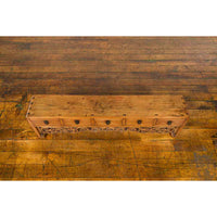 Chinese Qing Dynasty 19th Century Low Kang Cabinet with Carved Scrolling Apron