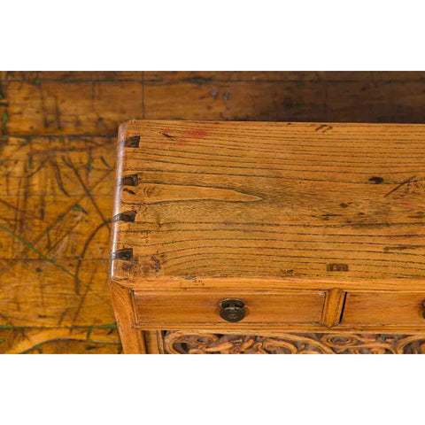 Chinese Qing Dynasty 19th Century Low Kang Cabinet with Carved Scrolling Apron-10. Asian & Chinese Furniture, Art, Antiques, Vintage Home Décor for sale at FEA Home