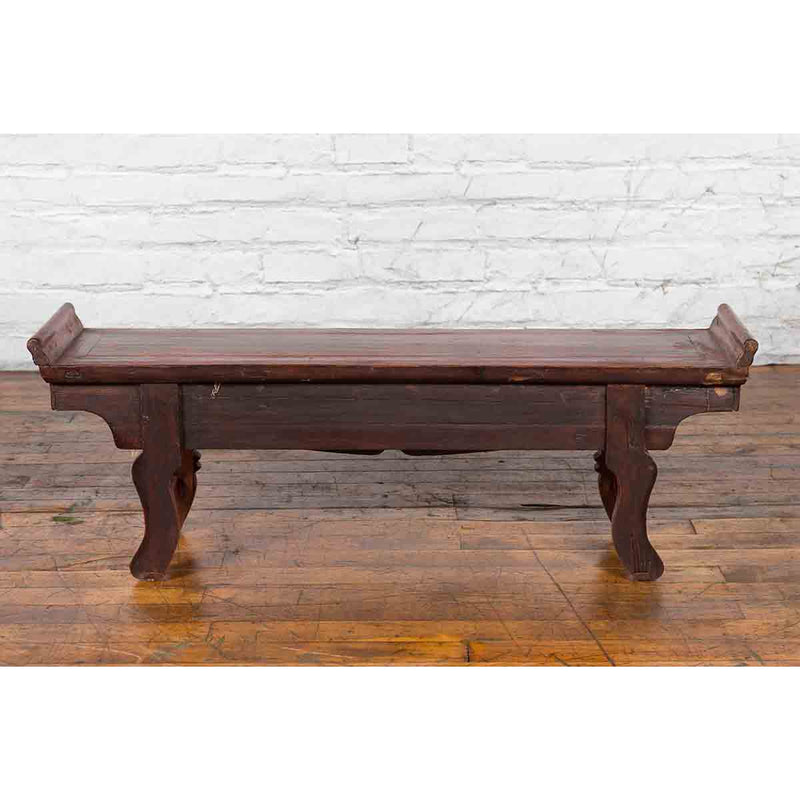 Chinese Qing Dynasty 19th Century Red Lacquer Low Altar Table with Carved Motifs-YN3642-7. Asian & Chinese Furniture, Art, Antiques, Vintage Home Décor for sale at FEA Home