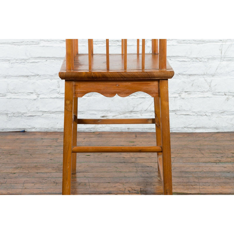 Chinese Qing Dynasty Period 19th Century Elmwood Armchair with Hand-Carved Apron-12. Asian & Chinese Furniture, Art, Antiques, Vintage Home Décor for sale at FEA Home