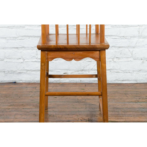 Chinese Qing Dynasty Period 19th Century Elmwood Armchair with Hand-Carved Apron-12. Asian & Chinese Furniture, Art, Antiques, Vintage Home Décor for sale at FEA Home