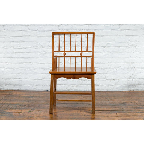 Chinese Qing Dynasty Period 19th Century Elmwood Armchair with Hand-Carved Apron-13. Asian & Chinese Furniture, Art, Antiques, Vintage Home Décor for sale at FEA Home