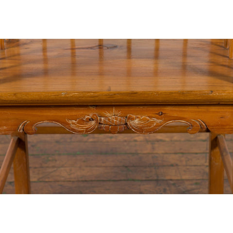 Chinese Qing Dynasty Period 19th Century Elmwood Armchair with Hand-Carved Apron-5. Asian & Chinese Furniture, Art, Antiques, Vintage Home Décor for sale at FEA Home