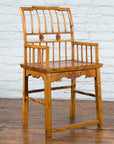 Chinese Qing Dynasty Period 19th Century Elmwood Armchair with Hand-Carved Apron-2. Asian & Chinese Furniture, Art, Antiques, Vintage Home Décor for sale at FEA Home