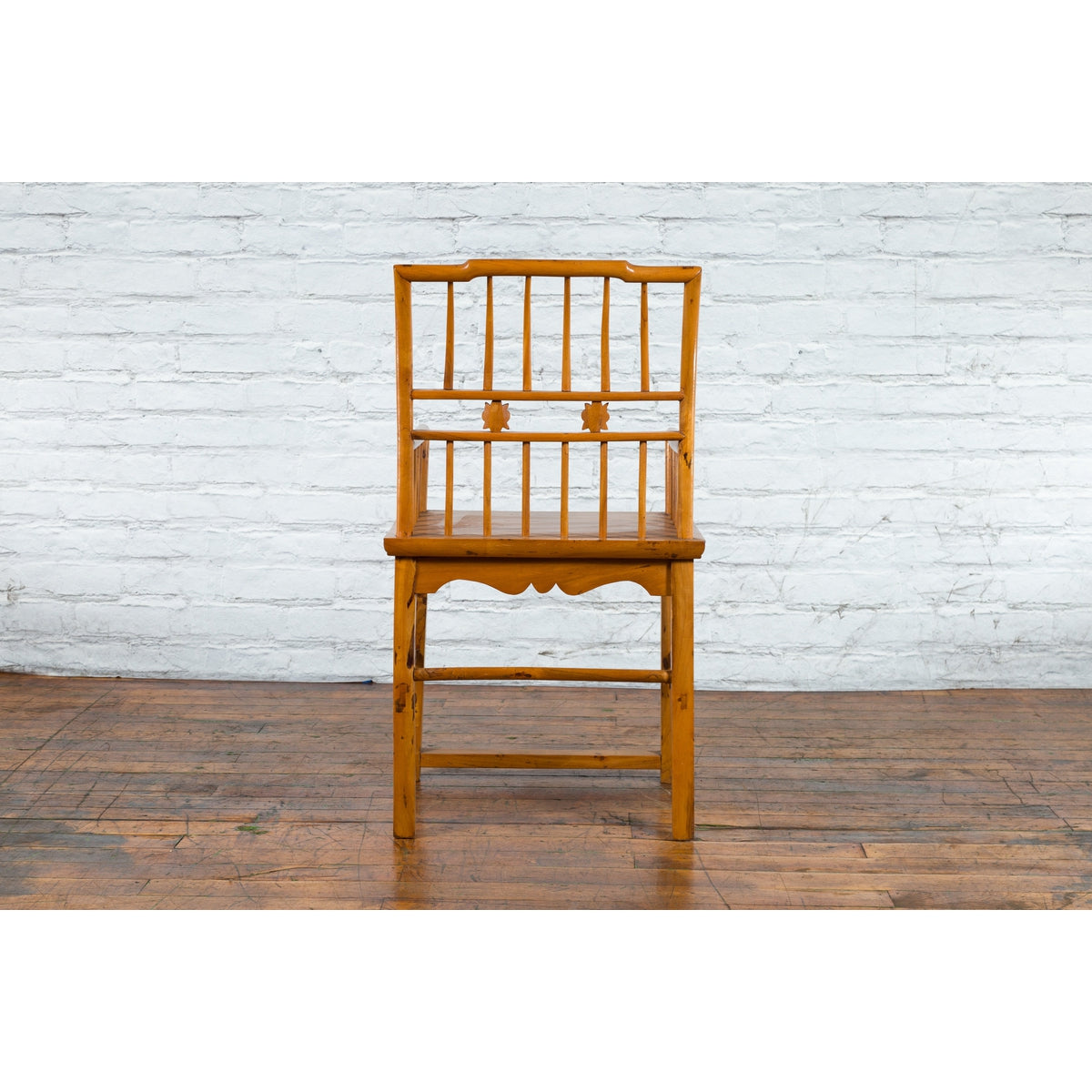 Chinese Qing Dynasty Period 19th Century Elmwood Armchair with Hand-Carved Apron-7. Asian &amp; Chinese Furniture, Art, Antiques, Vintage Home Décor for sale at FEA Home