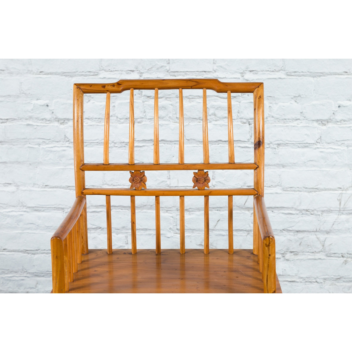 Chinese Qing Dynasty Period 19th Century Elmwood Armchair with Hand-Carved Apron-9. Asian &amp; Chinese Furniture, Art, Antiques, Vintage Home Décor for sale at FEA Home