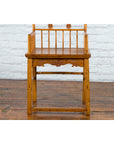 Chinese Qing Dynasty Period 19th Century Elmwood Armchair with Hand-Carved Apron-10. Asian & Chinese Furniture, Art, Antiques, Vintage Home Décor for sale at FEA Home