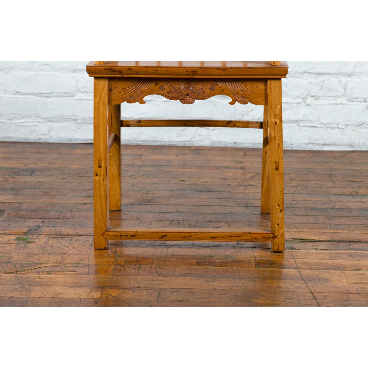 Chinese Qing Dynasty Period 19th Century Elmwood Armchair with Hand-Carved Apron-12. Asian &amp; Chinese Furniture, Art, Antiques, Vintage Home Décor for sale at FEA Home