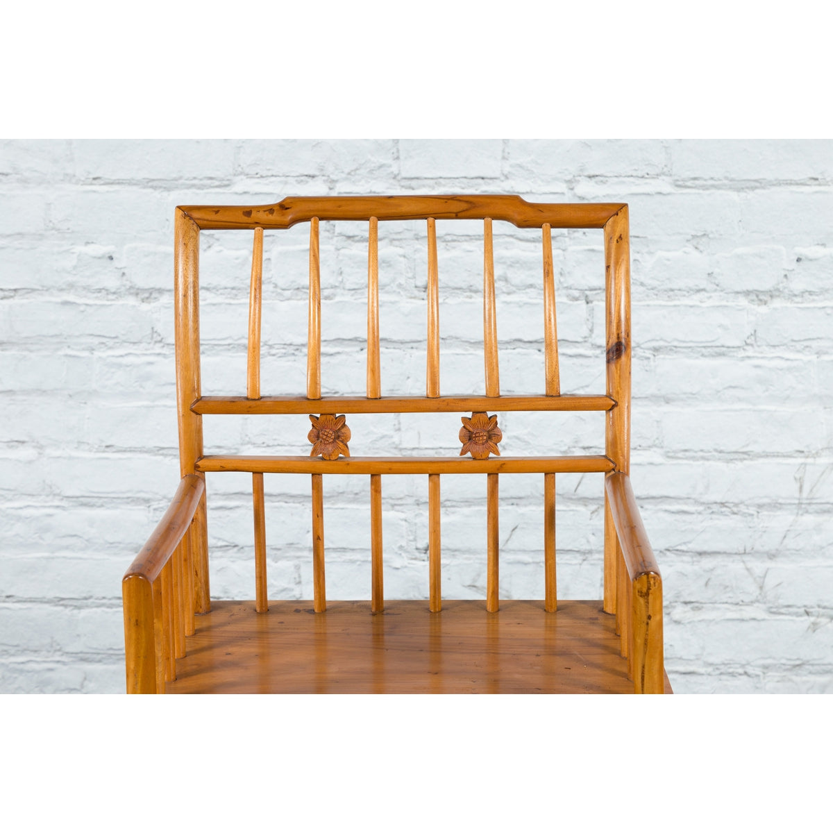 Chinese Qing Dynasty Period 19th Century Elmwood Armchair with Hand-Carved Apron-13. Asian &amp; Chinese Furniture, Art, Antiques, Vintage Home Décor for sale at FEA Home