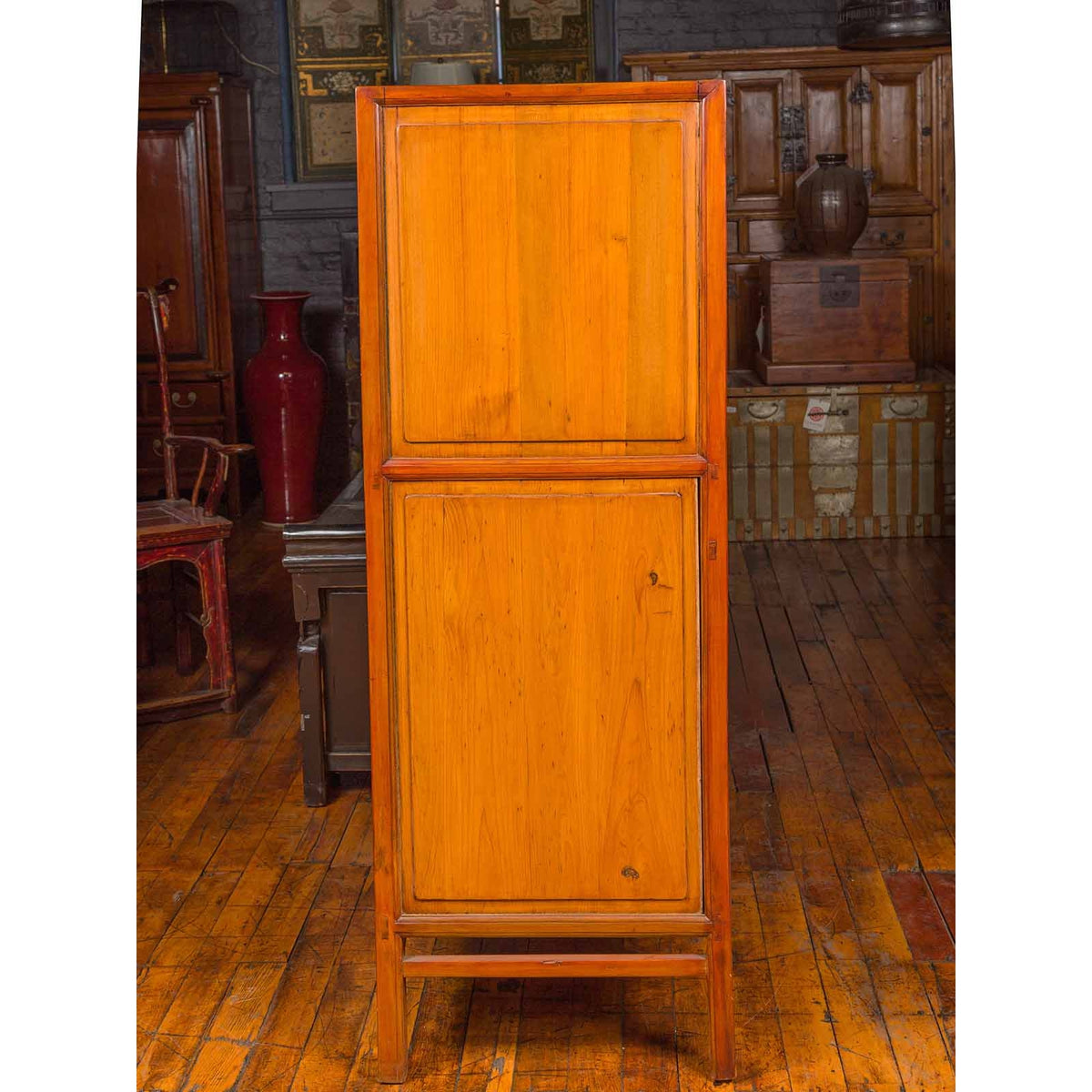 Chinese Ming Dynasty Style Cabinet with Gilt Carved Court and Work Scenes-8. Asian &amp; Chinese Furniture, Art, Antiques, Vintage Home Décor for sale at FEA Home