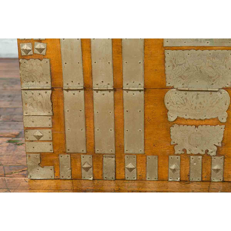 Korean Early 20th Century Storage Chest with Silver Plated Brass Hardware-9. Asian & Chinese Furniture, Art, Antiques, Vintage Home Décor for sale at FEA Home