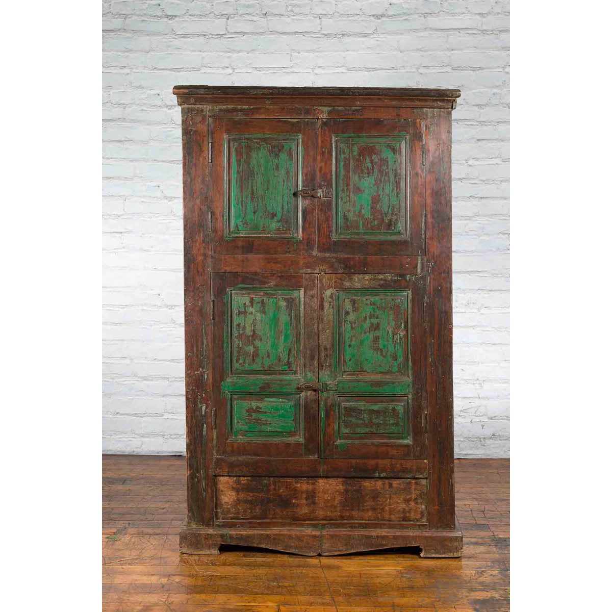 19th Century Goan Cabinet with Pairs of Double Doors and Green Painted Panels-5. Asian &amp; Chinese Furniture, Art, Antiques, Vintage Home Décor for sale at FEA Home