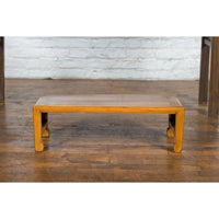 Vintage Chinese Low Kang Table with Horse Hoof Feet and Pierced Sides