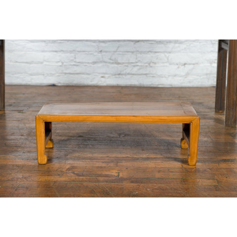 Vintage Chinese Low Kang Table with Horse Hoof Feet and Pierced Sides-YN3770-2. Asian & Chinese Furniture, Art, Antiques, Vintage Home Décor for sale at FEA Home