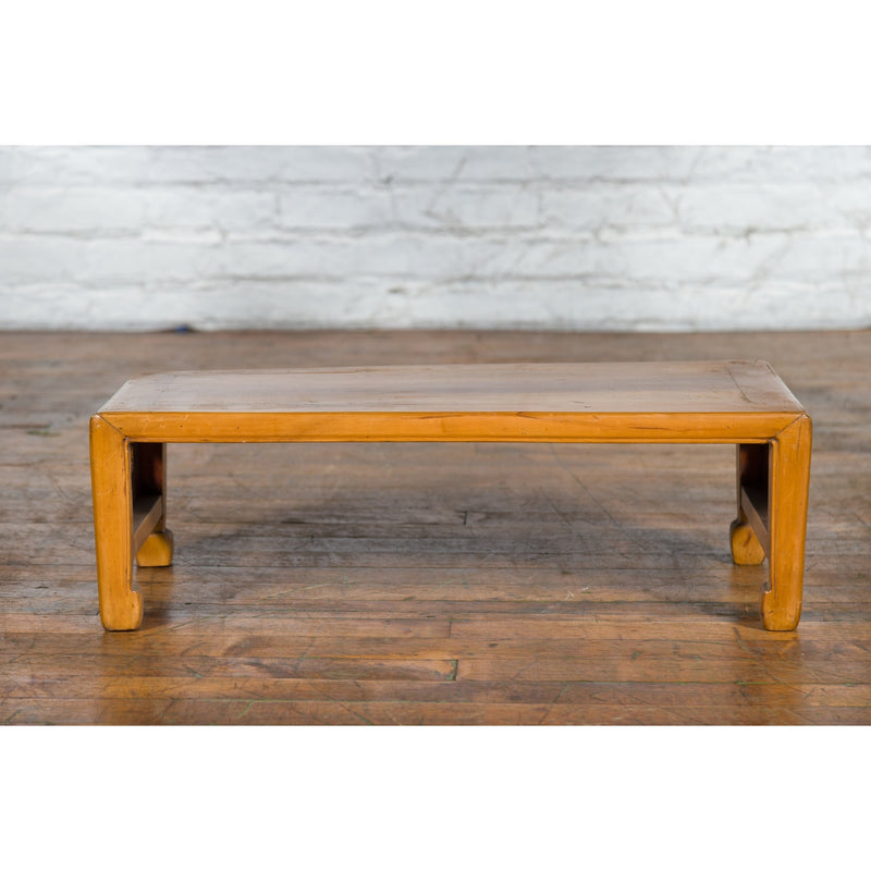 Vintage Chinese Low Kang Table with Horse Hoof Feet and Pierced Sides-YN3770-8. Asian & Chinese Furniture, Art, Antiques, Vintage Home Décor for sale at FEA Home