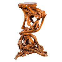 Chinese Vintage Pedestal Made from a Tree Root with Natural Lacquer Finish
