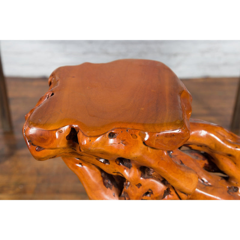 Chinese Vintage Pedestal Made from a Tree Root with Natural Lacquer Finish-YN3802-10. Asian & Chinese Furniture, Art, Antiques, Vintage Home Décor for sale at FEA Home