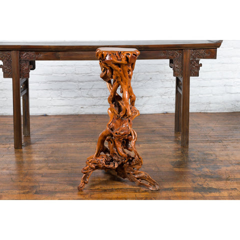 Chinese Vintage Pedestal Made from a Tree Root with Natural Lacquer Finish-YN3802-11. Asian & Chinese Furniture, Art, Antiques, Vintage Home Décor for sale at FEA Home