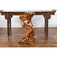 Chinese Vintage Pedestal Made from a Tree Root with Natural Lacquer Finish